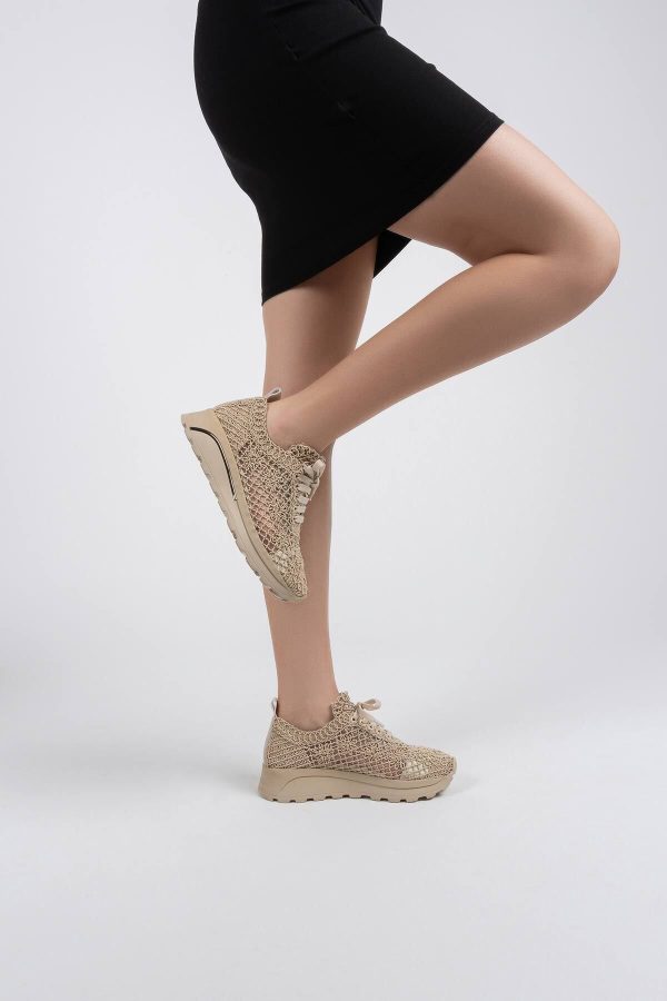 کتونی اورجینال برند Moria مدل Karen Kadın Vizon Triko Sneaker کد 814616898 - Image 4