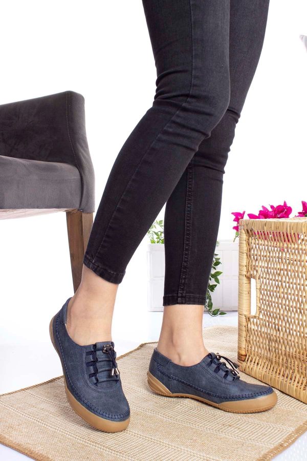 کفش روزمره اورجینال برند Gimeravm مدل Kadın Mavi Bağcıklı Casual Ayakkabı کد 68410524