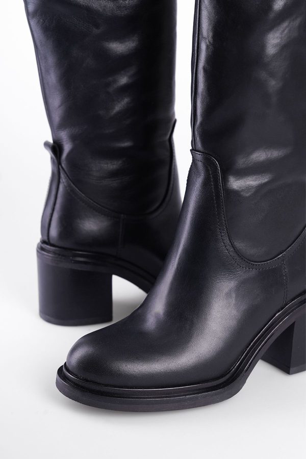 بوت ساق بلند اورجینال برند Capone outfitters مدل Yüksek Tabanlı Deri Kadın Çizme کد 866325623 - Image 3